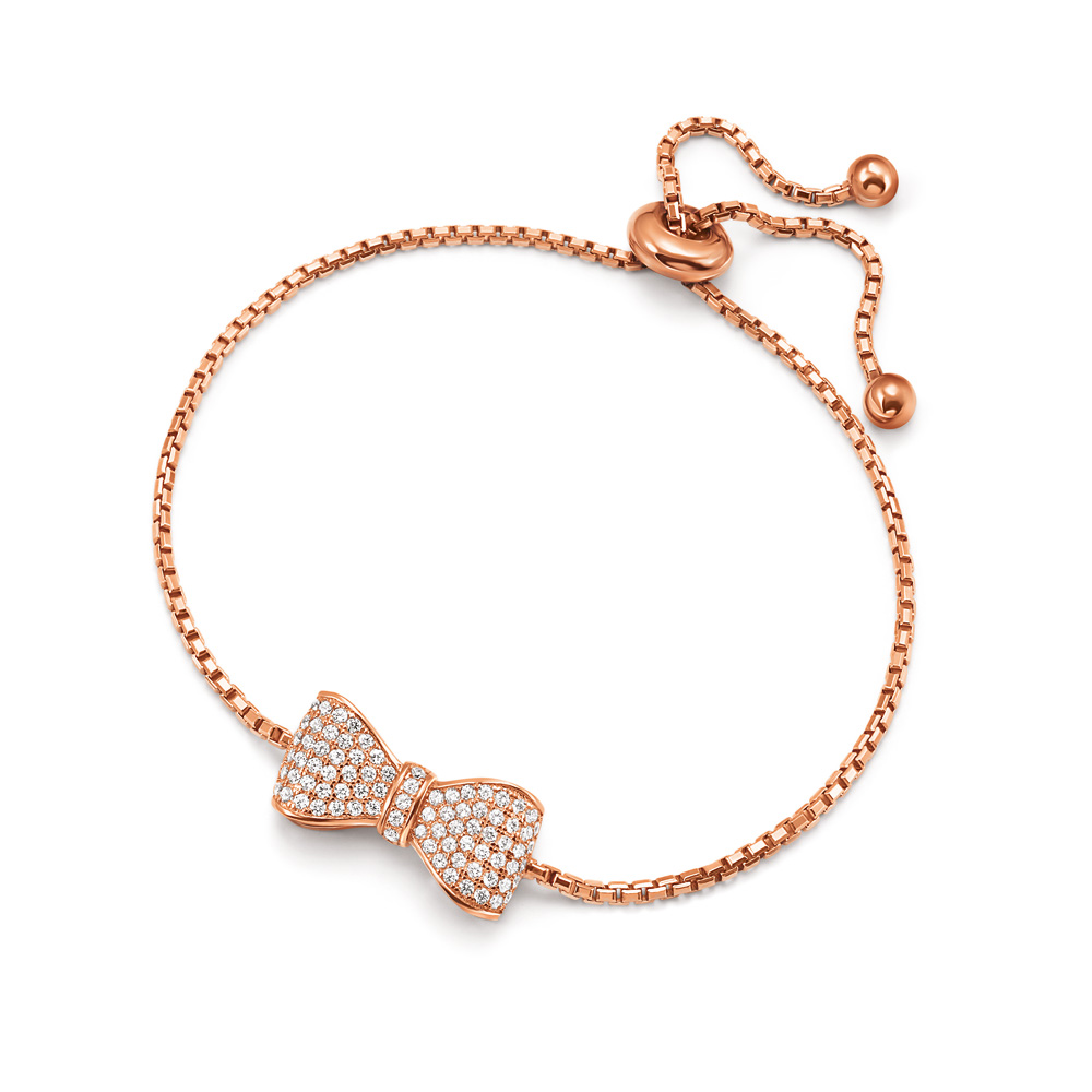 Image of  FASHIONABLY ROSE GOLD VERMEIL BOW BRACELET