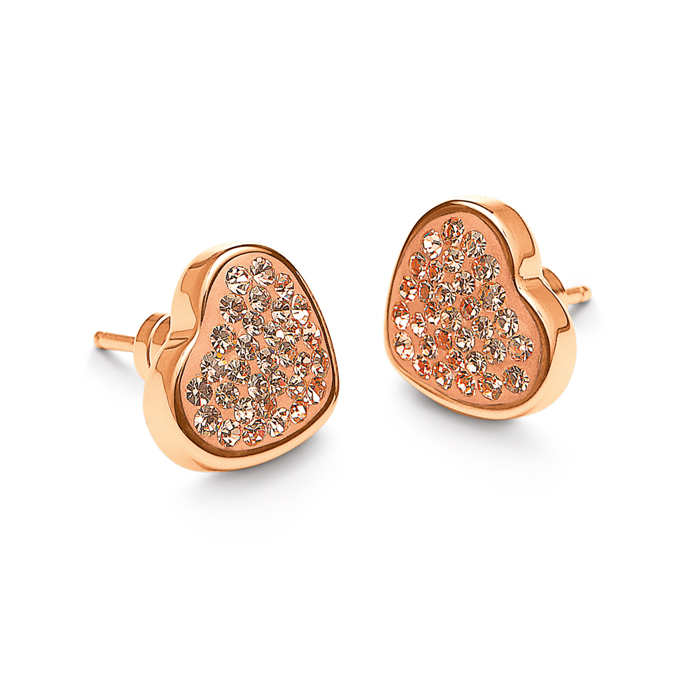 Image of  BLING CHIC ROSE GOLD CRYSTAL HEART EARRINGS