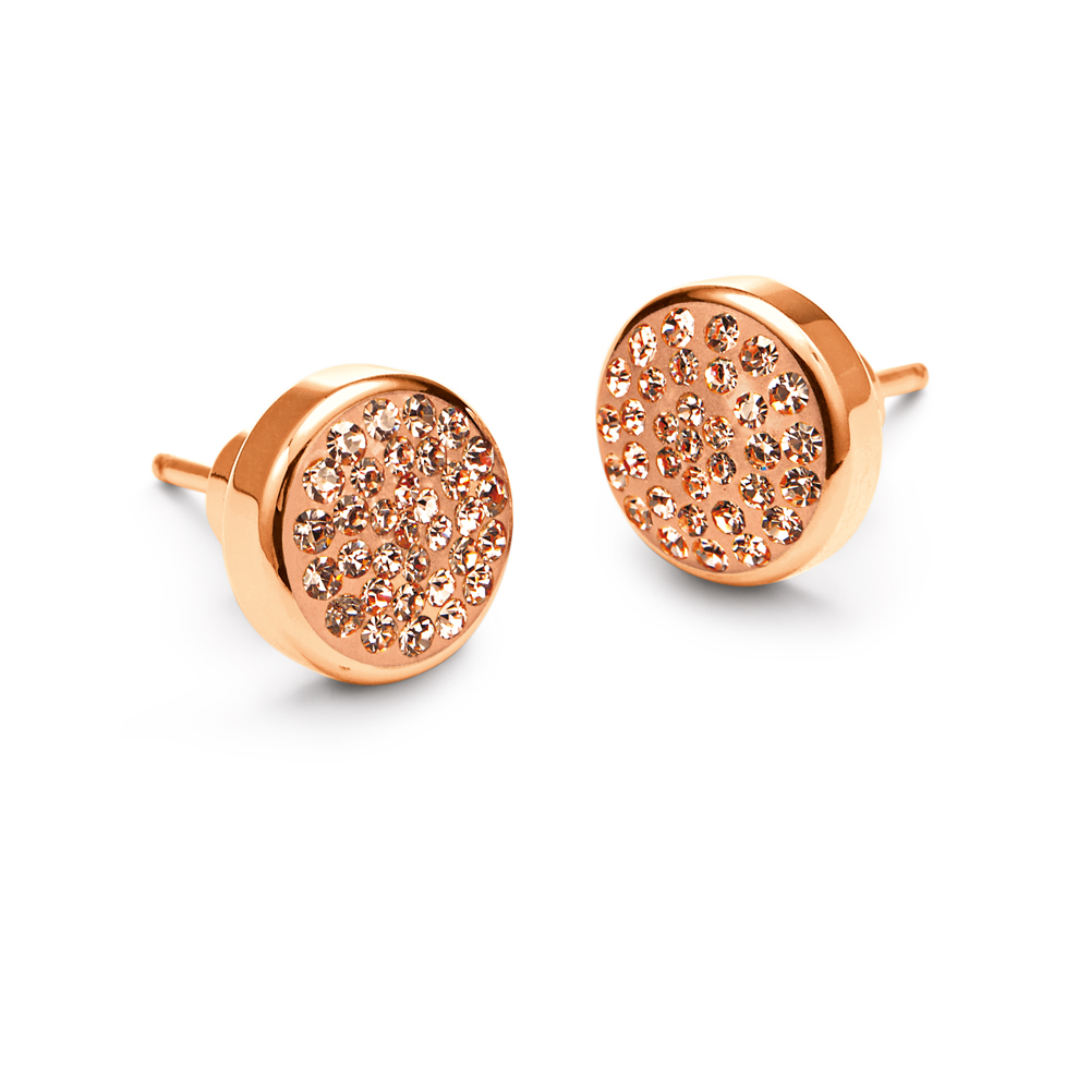 Image of  BLING CHIC ROSE GOLD CRYSTAL STUD EARRINGS