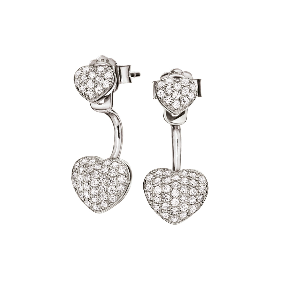 Image of  FASHIONABLY SILVER LOVE HEARTS EARRINGS