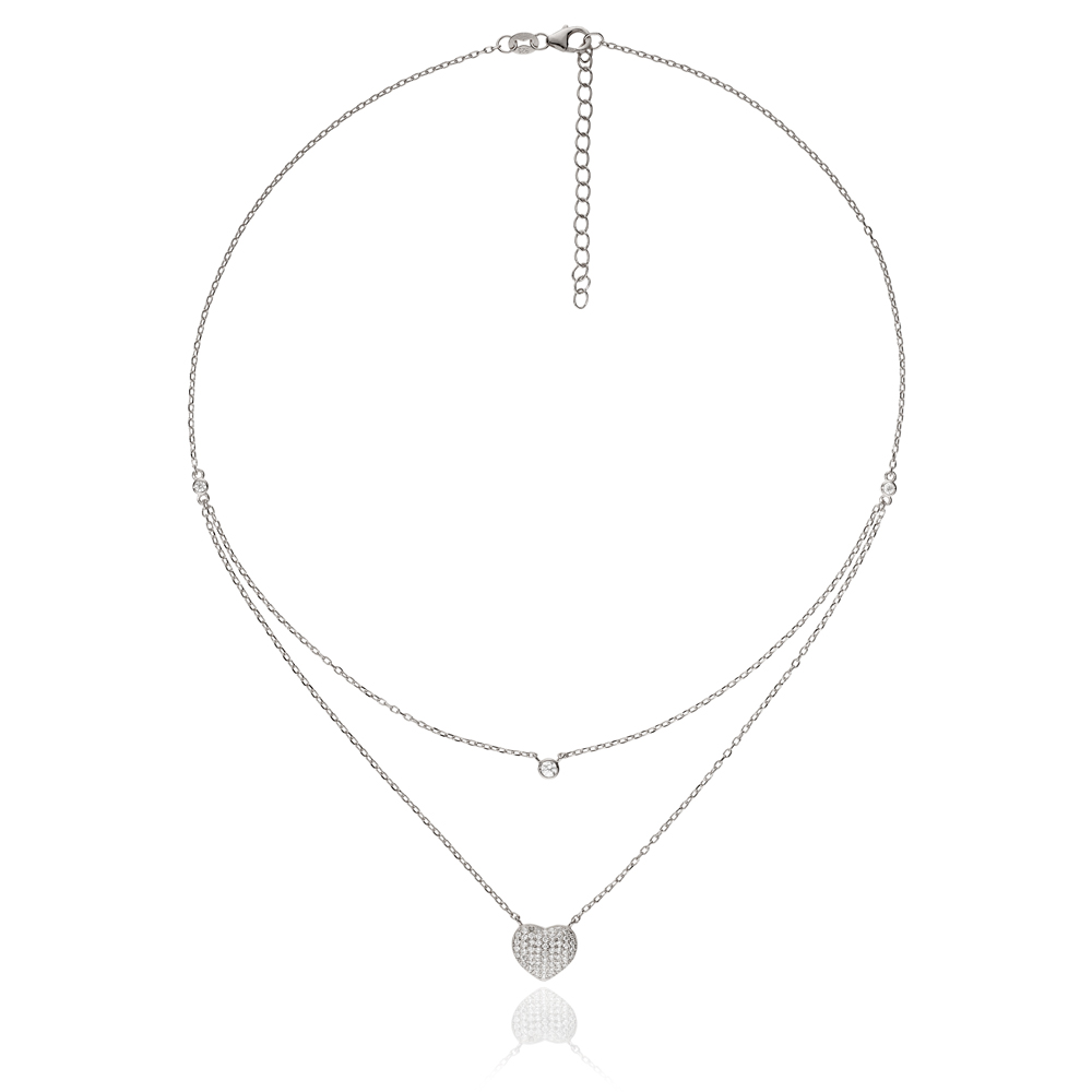 Image of  FASHIONABLY SILVER LOVE HEARTS NECKLACE