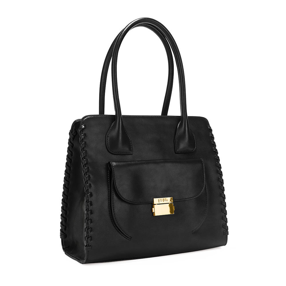 Image of  FASHION BRAID BLACK TOTE BAG