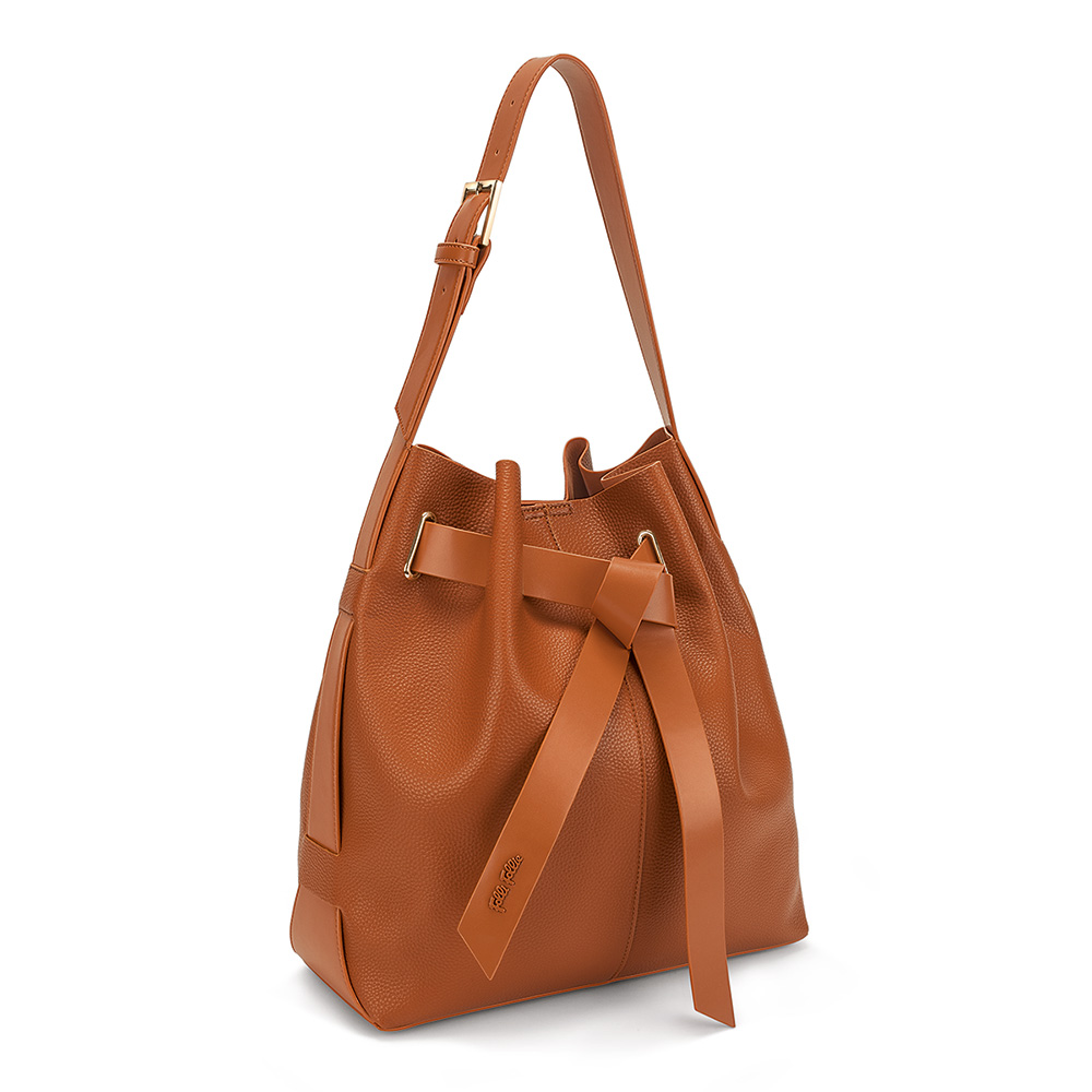 Image of  TIE THE KNOT LARGE BROWN SHOULDER BAG