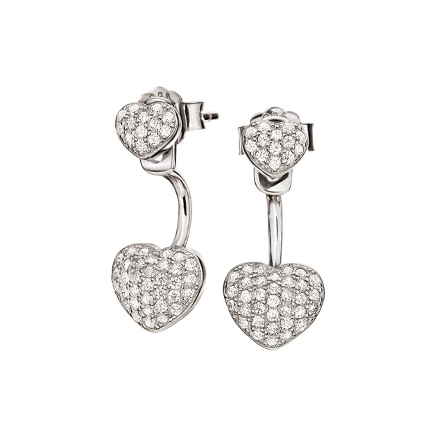 Image of  FASHIONABLY SILVER LOVE HEARTS EARRINGS