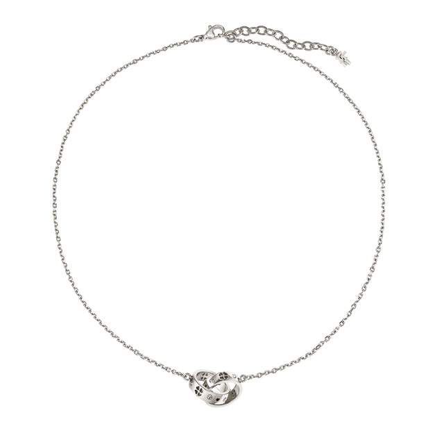 Image of  LOVE & FORTUNE SILVER CRYSTAL HEART LINK NECKLACE 