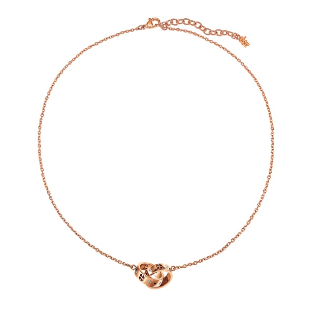 Image of  LOVE & FORTUNE ROSE GOLD CRYSTAL HEART LINK NECKLACE