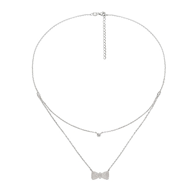 Image of  FASHIONABLY SILVER BOW NECKLACE