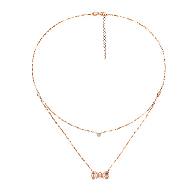 Image of  FASHIONABLY ROSE GOLD BOW NECKLACE