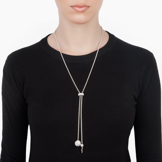 Image of  BLING CHIC SILVER LARIAT NECKLACE