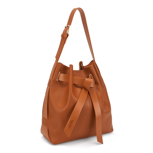 Image of  TIE THE KNOT LARGE BROWN SHOULDER BAG